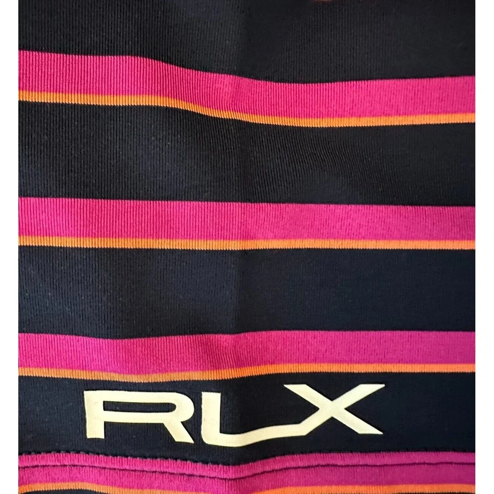 Ralph Lauren RLX Men's Pullover Collared Polo Shirt Medium Purple Striped Knit